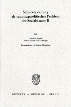 Selbstverwaltung als ordnungspolitisches Problem des Sozialstaates II. - Winterstein, Helmut (Hrsg.)