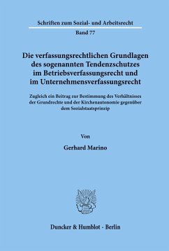 Die verfassungsrechtlichen Grundlagen des sogenannten Tendenzschutzes im Betriebsverfassungsrecht und im Unternehmensverfassungsrecht. - Marino, Gerhard