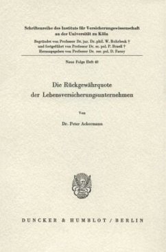 Cover Die Rückgewährquote der Lebensversicherungsunternehmen.