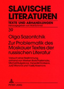 Zur Problematik des Moskauer Textes der russischen Literatur - Sazontchik, Olga