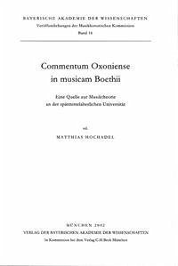 Commentum Oxoniense in musicam Boethii - Hochadel, Matthias (Hrsg.)