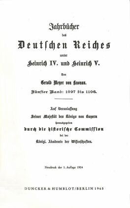 Jahrbücher des Deutschen Reiches unter Heinrich IV. und Heinrich V.