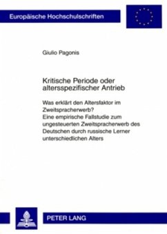 Kritische Periode oder altersspezifischer Antrieb - Pagonis, Giulio