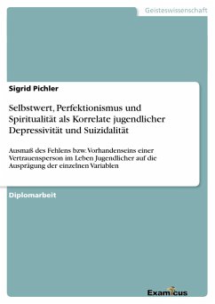 Selbstwert, Perfektionismus und Spiritualität als Korrelate jugendlicher Depressivität und Suizidalität - Pichler, Sigrid