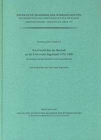 Zur Geschichte der Botanik an der Universität Ingolstadt 1472-1800