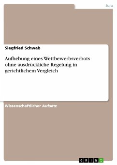 Aufhebung eines Wettbewerbsverbots ohne ausdrückliche Regelung in gerichtlichem Vergleich - Schwab, Siegfried