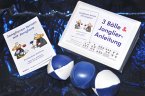 3 Bälle & Jonglier-Anleitung (blau-weiß, blau, blau-weiß)