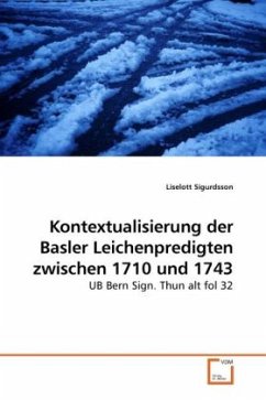 Cover Kontextualisierung der Basler Leichenpredigten zwischen 1710 und 1743