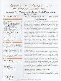 Outreach: New Opportunities for Academic Departments - Miller, Gary