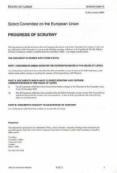 Progress of Scrutiny: House of Lords Session 2009-10, 15 December 2009