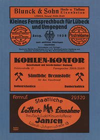 Kleines Fernsprechverzeichnis für Lübeck und Umgebung Ausgabe 1928