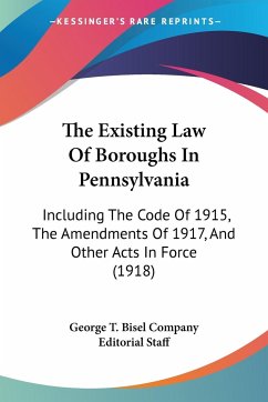 The Existing Law Of Boroughs In Pennsylvania