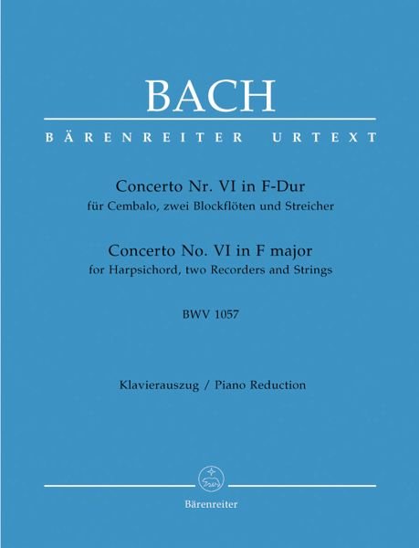 Concerto F-Dur Nr.6 BWV1057 für Cembalo, 2 Blockflöten und Streicher für Cemb, 2 Blockflöten und Klavier