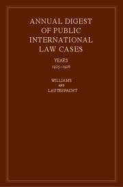 International Law Reports - Williams, John Fischer / Lauterpacht, H. (eds.)