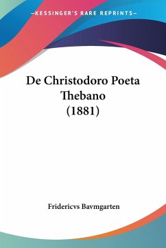 Cover De Christodoro Poeta Thebano (1881)