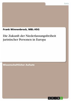 Die Zukunft der Niederlassungsfreiheit juristischer Personen in Europa - Winnenbrock, MBL-HSG, Frank