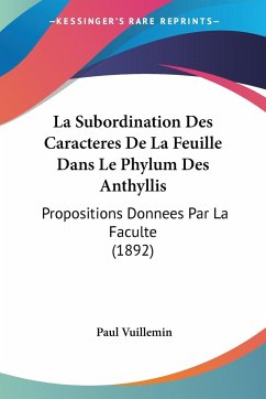 La Subordination Des Caracteres De La Feuille Dans Le Phylum Des Anthyllis