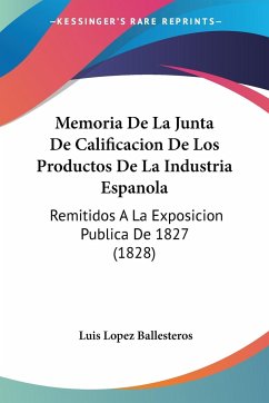 Memoria De La Junta De Calificacion De Los Productos De La Industria Espanola - Ballesteros, Luis Lopez