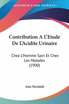 Cover Contribution A L'Etude De L'Acidite Urinaire
