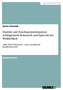 Dualität und Zuschauerpartizipation: Schlingensiefs Koketterie und Spiel mit der Wirklichkeit - Schmidt, Greta