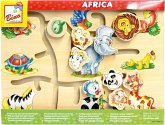 Bino 88096 - Motorikspiel Africa, Schiebepuzzle Tiere, Holz, Findest du den passenden Kopf? Zuordnungsspiel