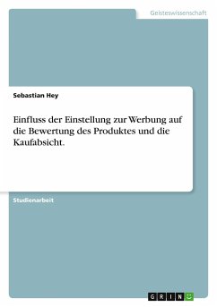 Einfluss der Einstellung zur Werbung auf die Bewertung des Produktes und die Kaufabsicht. - Hey, Sebastian