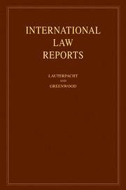 Cover International Law Reports: Volume 138