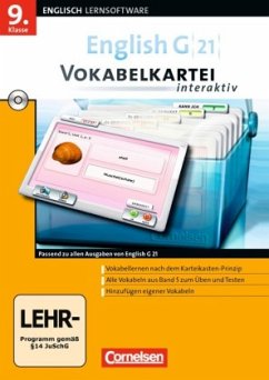 9. Klasse, Vokabelkartei interaktiv, CD-ROM / English G 21 (Lernsoftware)
