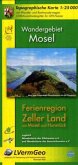 Topographische Karte Rheinland-Pfalz Wandergebiet Mosel, Ferienregion Zellerland