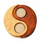 Yin-Yang Holz natur/braun 12 cm, Teelicht