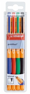 Tintenroller - STABILO pointVisco - 4er Pack - blau, rot, grün, schwarz