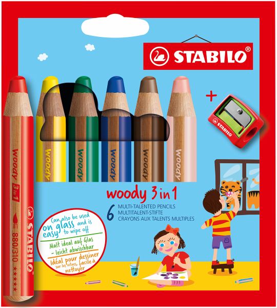 Buntstift, Wasserfarbe & Wachsmalkreide - STABILO woody 3 in 1 - 6er Pack  mit … - Schreibwaren bei bücher.de immer portofrei