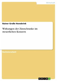Wirkungen der Zinsschranke im steuerlichen Konzern - Große Honebrink, Rainer