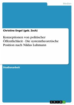 Konzeptionen von politischer Öffentlichkeit - Die systemtheoretische Position nach Niklas Luhmann - Engel, Christine