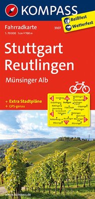 KOMPASS Fahrradkarte Stuttgart, Reutlingen, Münsinger Alb / Kompass Fahrradkarten