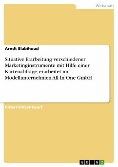 Situative Erarbeitung verschiedener Marketinginstrumente mit Hilfe einer Kartenabfrage; erarbeitet im Modellunternehmen All In One GmbH