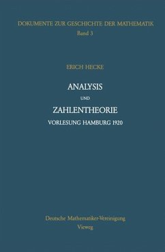 Analysis und Zahlentheorie Vorlesung Hamburg 1920 - Hecke, Erich und Peter Roquette