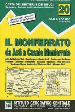 Cover Carta n. 20 Il Monferrato 1:50.000. Carta dei sentieri e dei rifugi