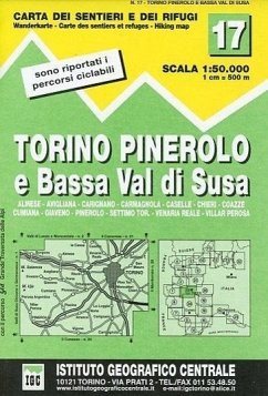 Cover Carta n. 17 Torino, Pinerolo e bassa val di Susa 1:50.000. Carta dei sentieri e dei rifugi