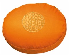 Meditationskissen mit Dinkelfüllung und Stickerei Blume des Lebens, orange
