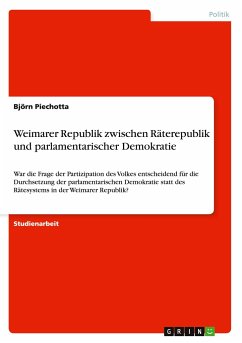 Weimarer Republik zwischen Räterepublik und parlamentarischer Demokratie - Piechotta, Björn