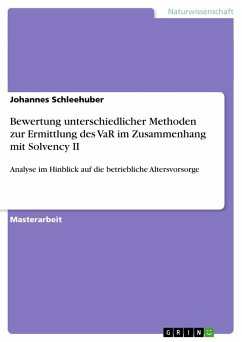 Bewertung unterschiedlicher Methoden zur Ermittlung des VaR im Zusammenhang mit Solvency II - Schleehuber, Johannes