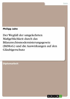 Der Wegfall der umgekehrten Maßgeblichkeit durch das Bilanzrechtsmodernisierungsgesetz (BilMoG) und die Auswirkungen auf den Gläubigerschutz - Jahn, Philipp