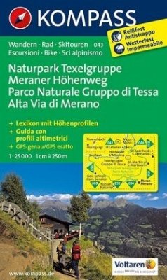 Kompass Karte Naturpark Texelgruppe, Meraner Höhenweg. Parco Naturale Gruppo di Tessa, Alta Via di Merano