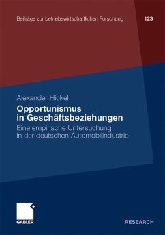 Opportunismus in Geschäftsbeziehungen - Hickel, Alexander