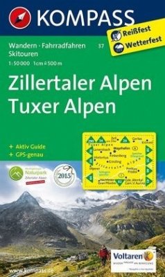 Kompass Karte Zillertaler Alpen, Tuxer Alpen