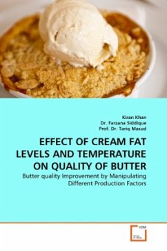 EFFECT OF CREAM FAT LEVELS AND TEMPERATURE ON QUALITY OF BUTTER - Siddique, Farzana;Khan, Kiran;Masud, Tariq