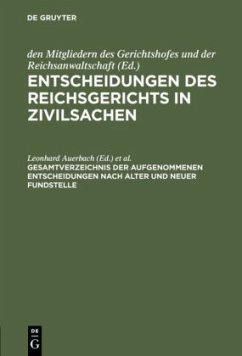 Gesamtverzeichnis der aufgenommenen Entscheidungen nach alter und neuer Fundstelle