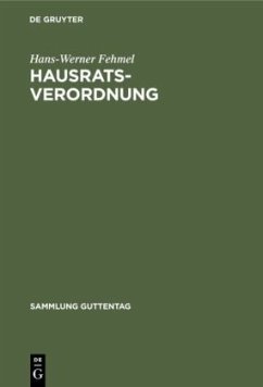 Hausratsverordnung - Fehmel, Hans-Werner