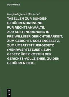 Tabellen zur Bundesgebührenordnung für Rechtsanwälte, zur Kostenordnung in freiwilliger Gerichtsbarkeit, zum Gerichtskostengesetz, zum Umsatzsteuergesetz (Mehrwertsteuer), zum Gesetz über Kosten der Gerichtsvollzieher, zu den Gebühren der... - Quandt, Gottfried